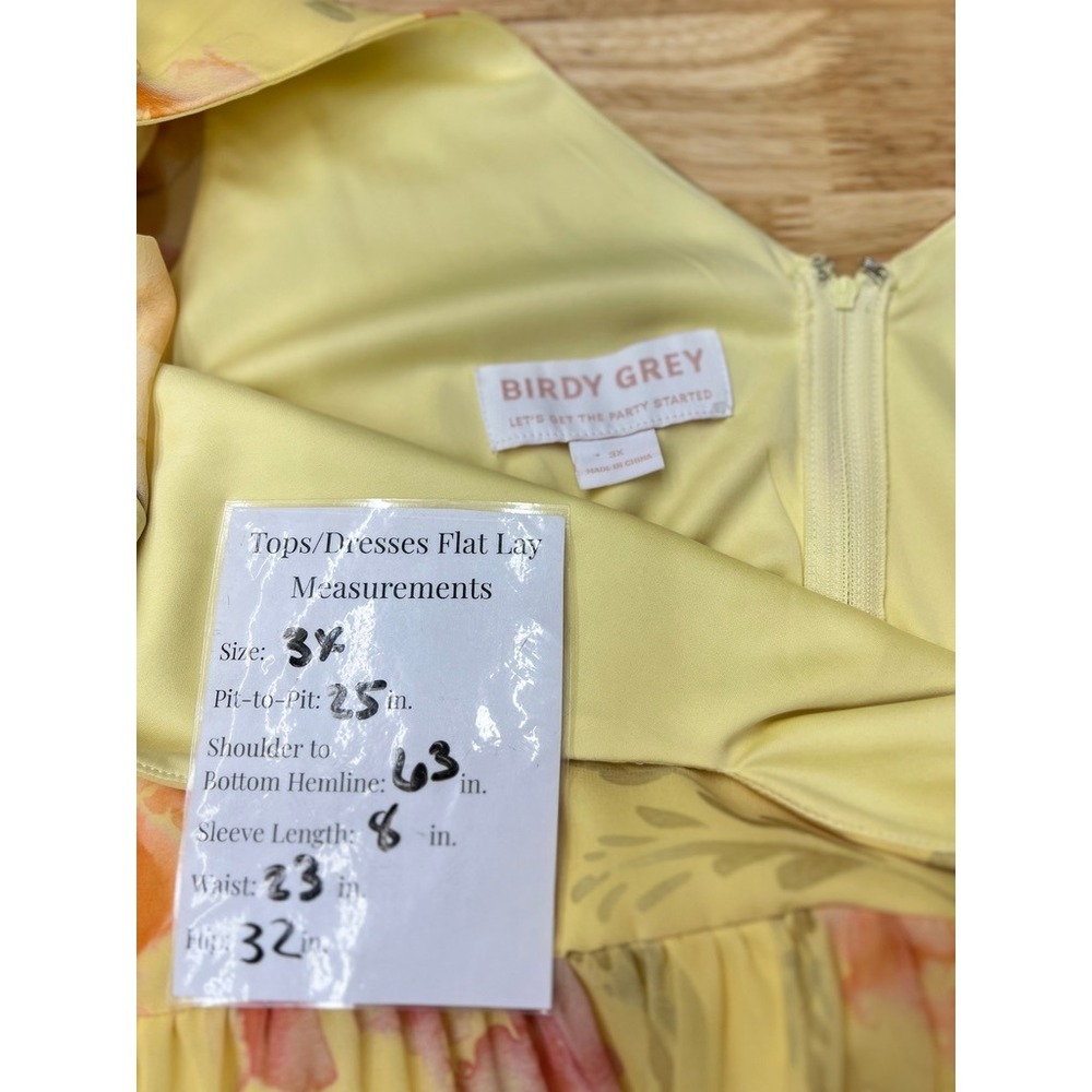 Birdy Grey Violet Yellow Floral Flutter Sleeve Maxi Dress Rococo 3X Bridesmaid - Picture 4 of 9